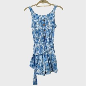 Blue Floral Women's Swim Romper